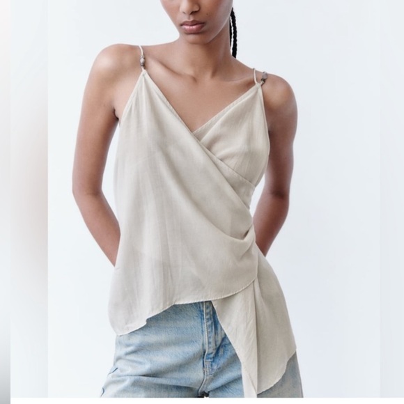NWT Zara Beaded Asymmetric Backless
Top in Stone size S - Picture 6 of 7